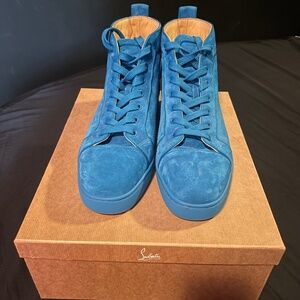 Christian Louboutin Louis Orlando Flat Veau Velour Alize High Top Sneakers